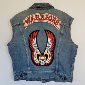 Denim Vest with Warriors Patches